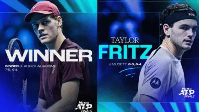 Rekap Hasil ATP Finals 2025 Hari 2 Sinner Tampil Ganas, Fritz Gagalkan Debut Musetti di Turin