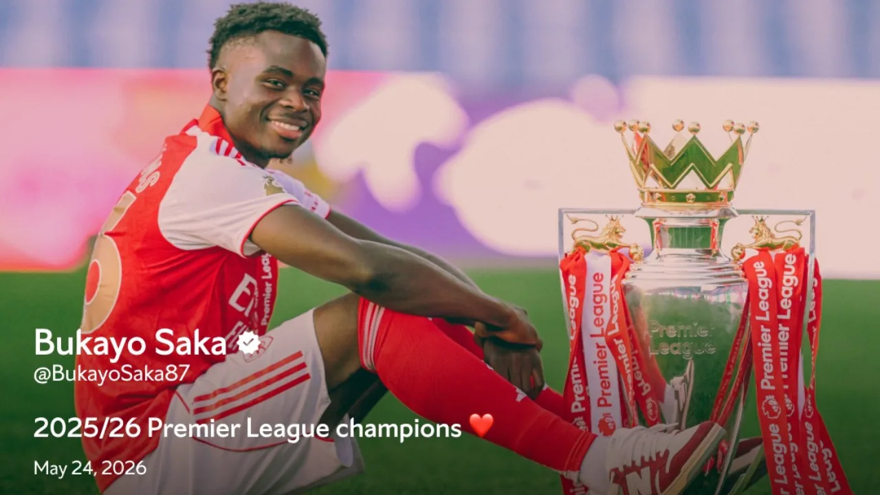 Arsenal Angkat Trofi Liga Inggris, Bukayo Saka Tidak Ada Lagi Ejekan, Sekarang Giliran Kami